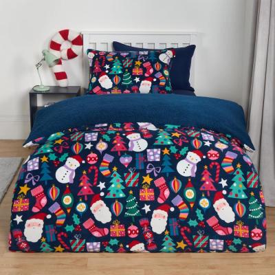The Range Christmas Festive Fun Fleece Duvet Set - Navy Blue / Single