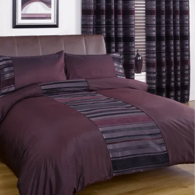 The Range New York Woven Chenille Duvet Set With Pillowcase - Aubergine