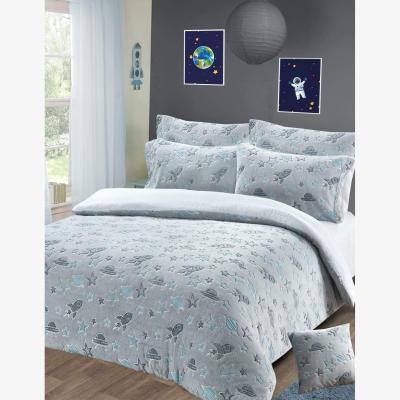 The Range Outer Space Glow in the Dark Teddy Duvet Set - Grey / Single