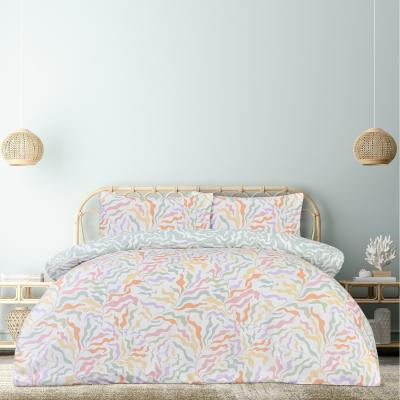 The Range Luxury Soft Reversible Pastel Waves Duvet Cover and Pillowcases - Multi Colour