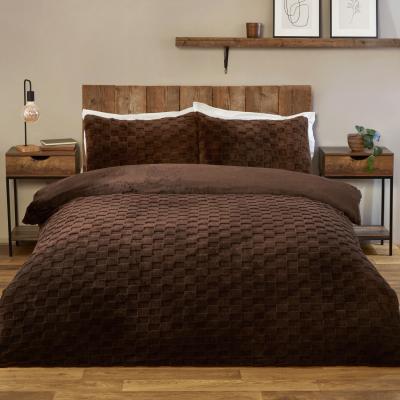 The Range Dakota Checkerboard Fleece Duvet Set - Mocha / Single