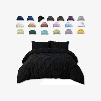 The Range Pintuck Bedding Duvet Cover Set with Matching Pillowcases - Black / Double