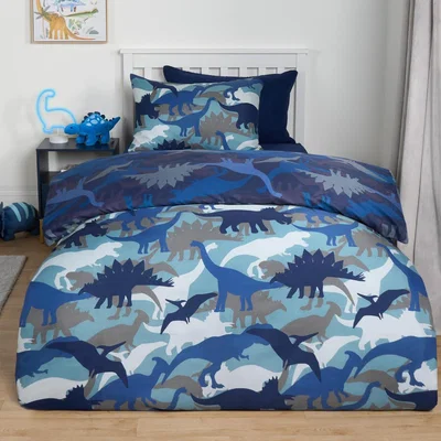 The Range Camo Dino Reversible Duvet Set - Navy Blue / Single