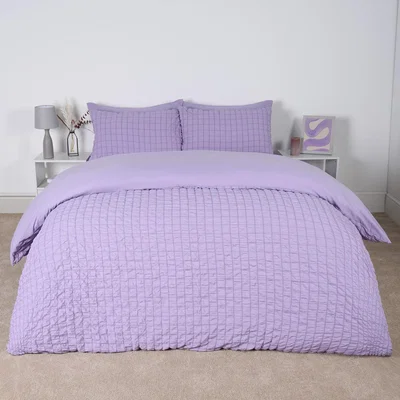 The Range Geo Seersucker Duvet Set - Lilac / Double