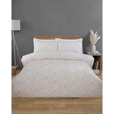 The Range Kasiya Geo Duvet Set - Natural and White / Double