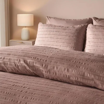 The Range OHS Embossed Seersucker Duvet Set - Mink / 0.9kg