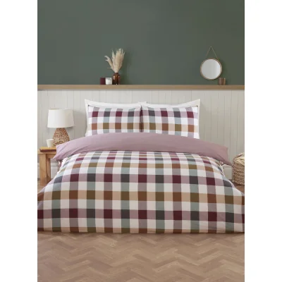The Range Skye Check Duvet Set - Burgundy / Double
