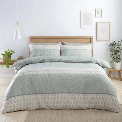 The Range Elora Print Duvet Set - Sage / Superking