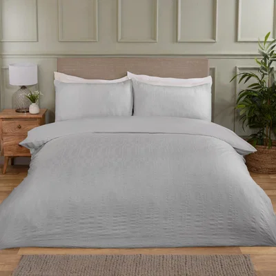 The Range Waffle Block Duvet Set  - Silver / Double