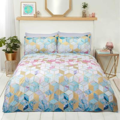 The Range Quartz Geometric Polycotton Duvet Set With Pillowcase - Multicolor / Double