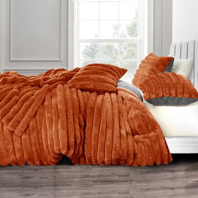 The Range Plush Supersoft Jumbo Cord Cosy Bedding Set Rust - Rust / King size