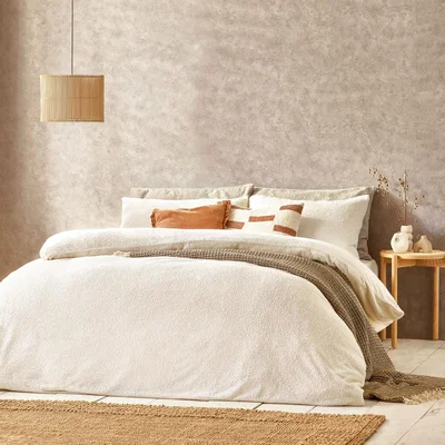 The Range Boucle Textured Duvet Set - Ecru