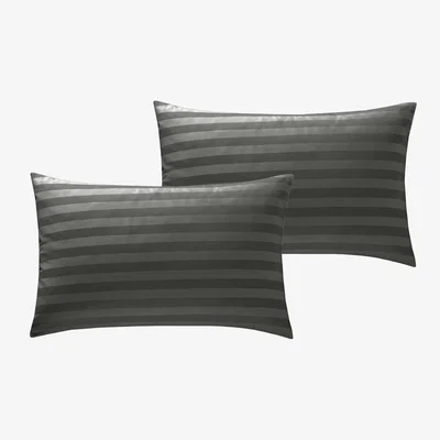 The Range 250TC Duvet Cover Sets Sateen Stripe and Pillowcases - Steel Grey