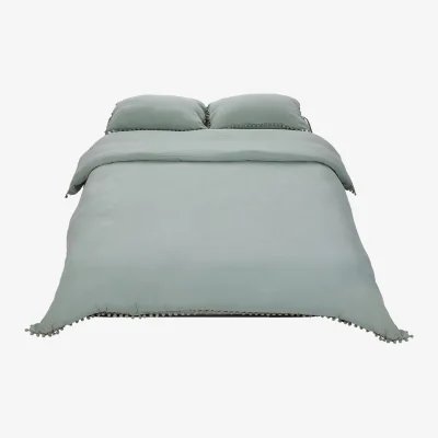 The Range 3Pcs Bedding Solid Duvet Cover with 2 Pillowcase Set - Green / King
