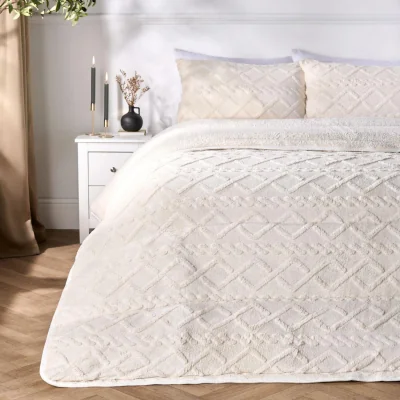 The Range OHS Coverless Cable Knit 10.5 Tog Duvet Set - Cream / 3.75kg