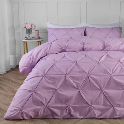 The Range Highams Diamond Pintuck Duvet Set - Lilac / 5cm / Single