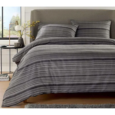 The Range Stripe Jacquard Duvet Set - Grey / Superking