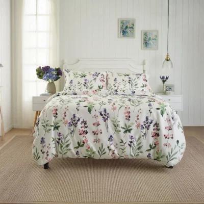 The Range Deyongs Cottage Garden Duvet Set - Digital Print 220TC Cotton Sateen, King, White - Neutral / 200.0cm / 0.88kg