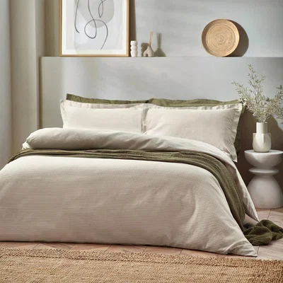 The Range Waffle Textured Duvet Set - Linen / King