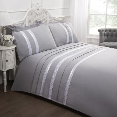 The Range Annabella Polycotton Duvet Set With Pillowcase Silver - Silver / Superking