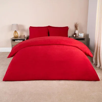 The Range Teddy Duvet Cover with Pillow Case Bedding Set - Red / Double
