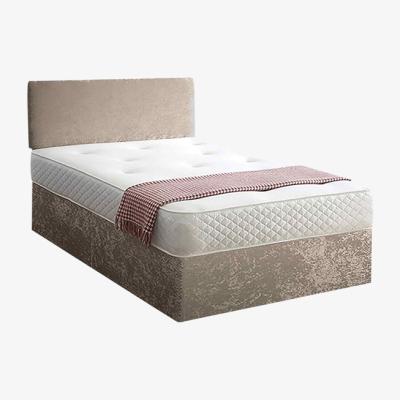 The Range Loria Divan Bed Set with Headboard and Mattress - Plush Fabric, Non Storage - Mink / Superking