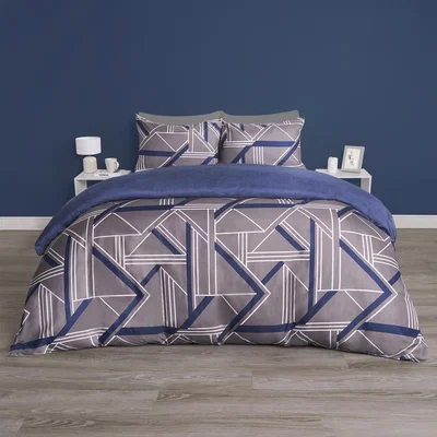 The Range Abstract Geo Reversible Duvet Set - Grey / Super King