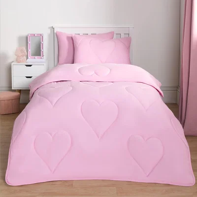 The Range Heart Quilted 7.5 Tog Duvet Set - Pink