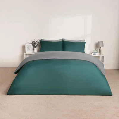 The Range Reversible Duvet Cover Bedding Set - Teal Grey / Single