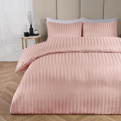 The Range Satin Stripe Duvet Set - Blush Pink / Double