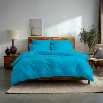 The Range Plain Dyed Easy Care Polycotton Duvet Cover And Pillowcases Set Bed Linen - Teal / Single / 1.0kg