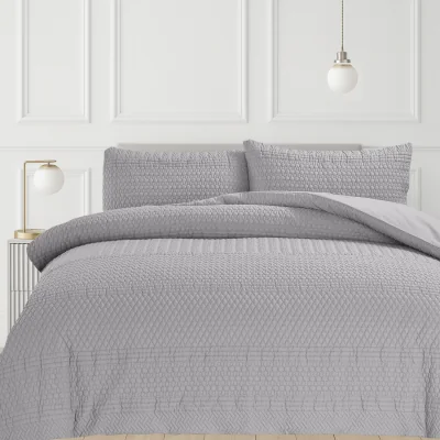 The Range 3D Embossed Allover Pattern Duvet Set - Grey / Double