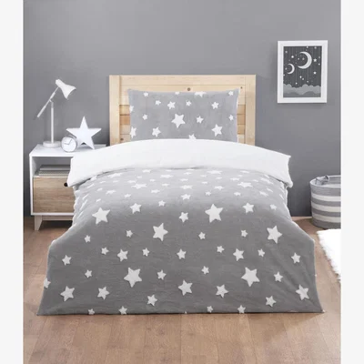 The Range Star Fleece Jacquard Duvet Set Grey Single - Grey