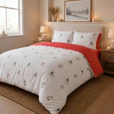The Range Cute Penguins Duvet Set - Double / Red