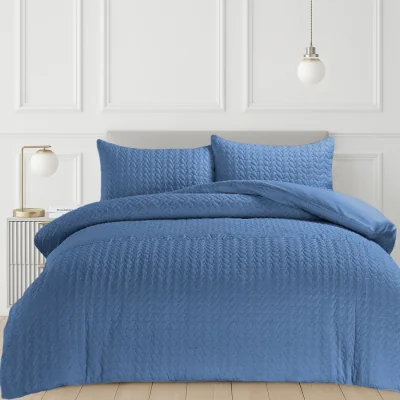 The Range 3D Embossed Pattern Duvet Set - Blue / super king