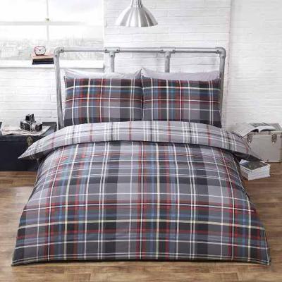 The Range Hamilton Check Polycotton Duvet Set With Pillowcase - Grey