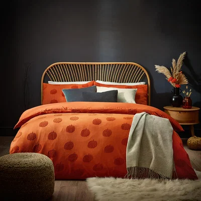 The Range PUMPKINTUFTED 100 Cotton Duvet Set - Spice / Double