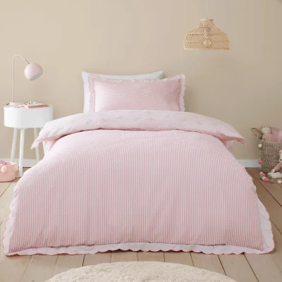 The Range Florence Bows Duvet Set  - Pink