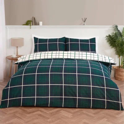 The Range Barton Check Duvet Set - Navy / Superking