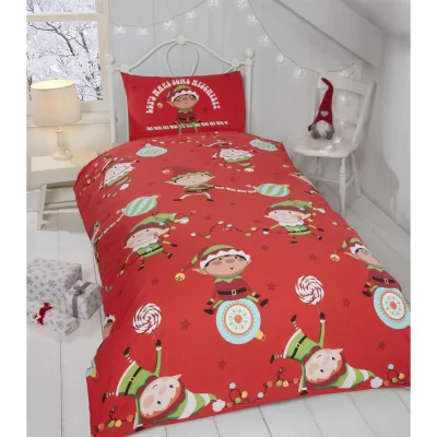 The Range Naughty Elves Duvet Cover Set - Red
