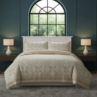 The Range Elegant Floral Duvet Set Modern Flower Pattern Bedding for Home Decor - Silver / King