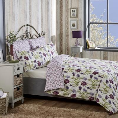 The Range Vantona Tulipa Quilt Cover Set - White/Multi / Double