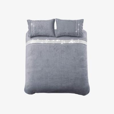 The Range Diamante Teddy Duvet Set - Silver / Double