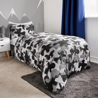 The Range Abstract Camo Reversible Duvet Set - Black/White
