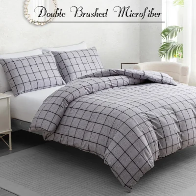 The Range Pamposh Premium Microfiber Easy Care Duvet Cover Set - Grey / Duvet Cover Set (1 x Duvet Cover + 2 x Pillowcase) / Double