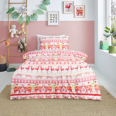 The Range Luxury Super Soft Reversible Fashion Flamingo Duvet Set and Pillowcases - Multi