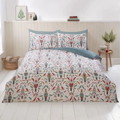 The Range Nutcracker Polyester Microfibre Reversible Duvet Set With Pillowcase - Multi / Double