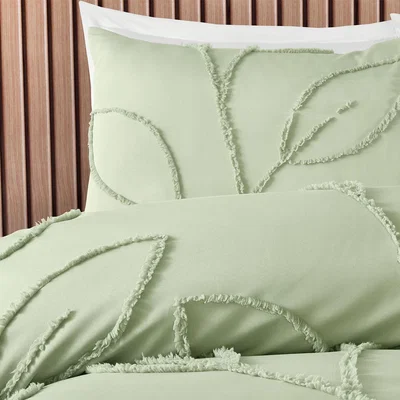 The Range Eden Tufted Duvet Set - Sage / King