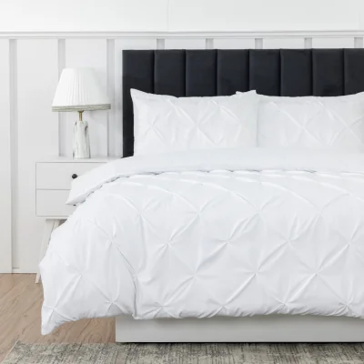 The Range Pintuck Duvet Cover Set, Soft Microfibre Bedding, OEKO-TEX Certified - White / King