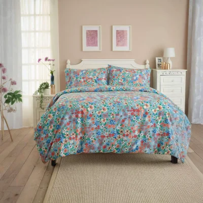 The Range Deyongs Floral Mosaic duvet set in printed 132TC cotton-polyester - BLUE / Superking